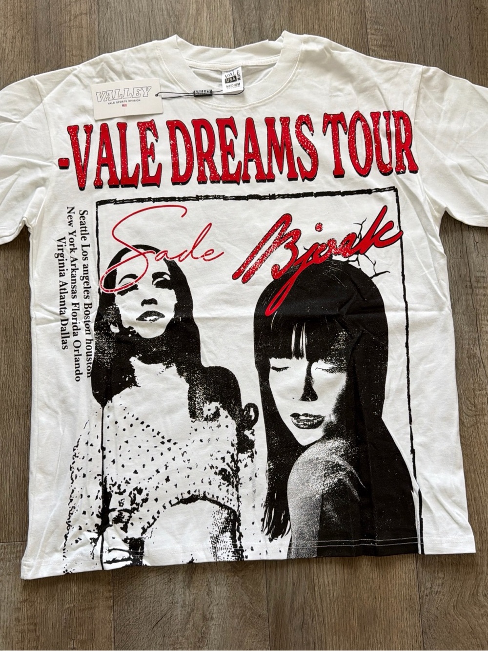 Valley Dreams White 'Vale Dreams Tour' Graphic Tee with Red and Black Print